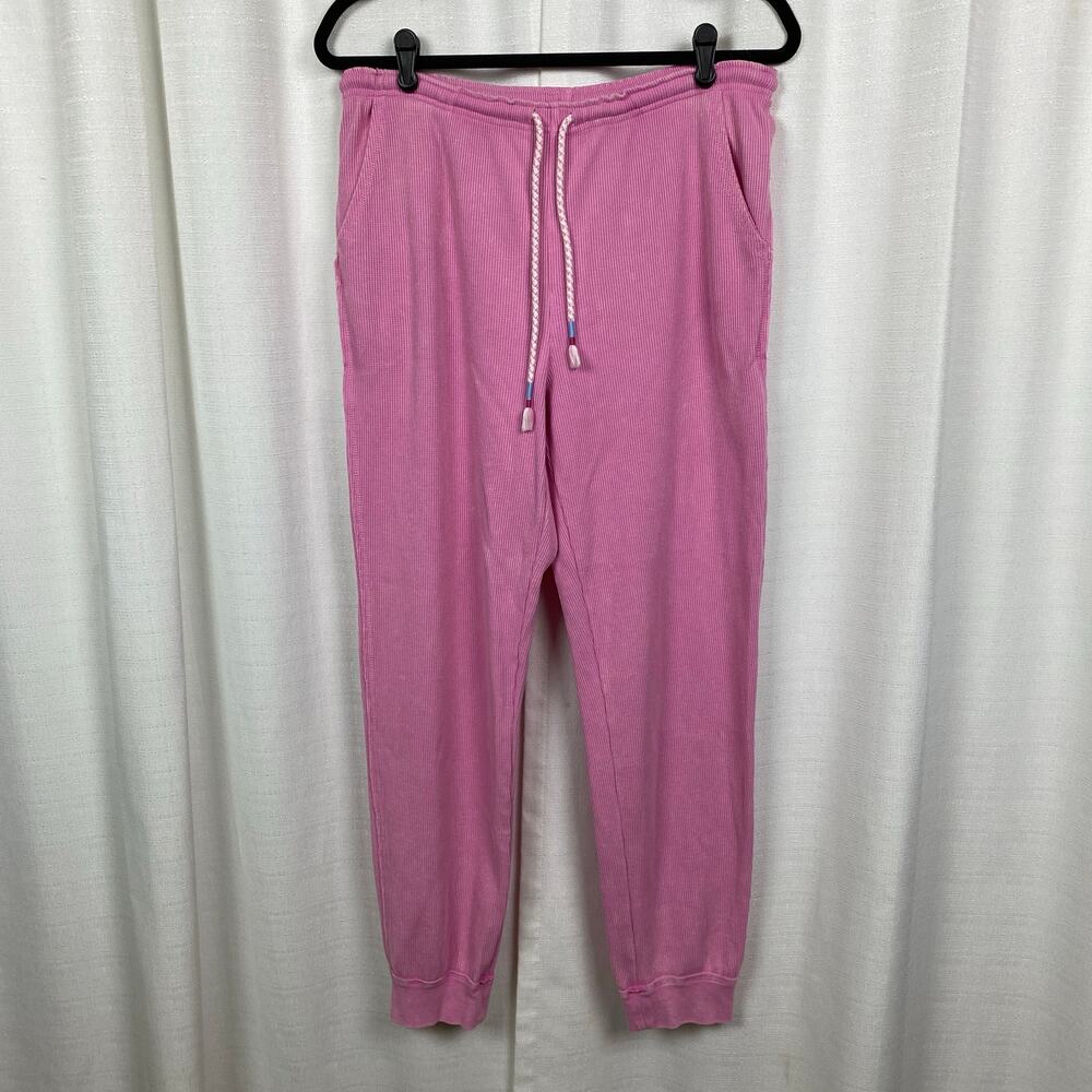 Anthropologie Sundry Sunnyside Pink Waffle Knit Jogger Pants Sz.M